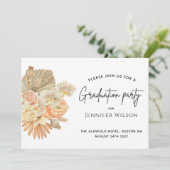 moderne terracotta bohemian pampas graduparty save the date (Staand voorkant)