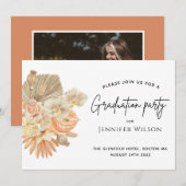 moderne terracotta bohemian pampas graduparty save the date (Voorkant / Achterkant)