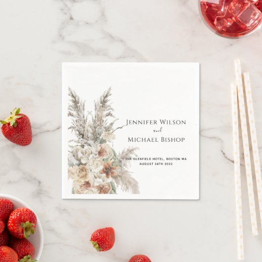 moderne terracotta bohemian pampas race bruiloft servet (Insitu)