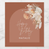 moderne terracotta bohian pampas wijn etiket (Enkel label)