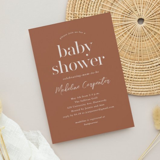 Moderne Terracotta Boho Baby Shower Kaart