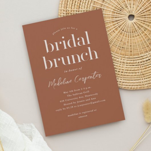 Moderne Terracotta Boho Bruids Brunch Kaart