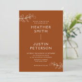 Moderne terracotta boho bruiloft uitnodigingen (Staand voorkant)