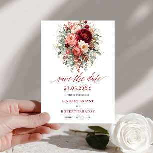Moderne Terracotta Boho Gouden Save The Date-ontwe Date