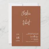Moderne Terracotta Boho Trouwfoto QR Code RSVP Kaart (Voorkant)