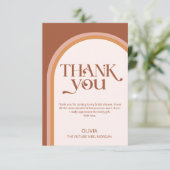 Moderne Terracotta Boog Bruidsfeest Bedankt Kaart (Staand voorkant)