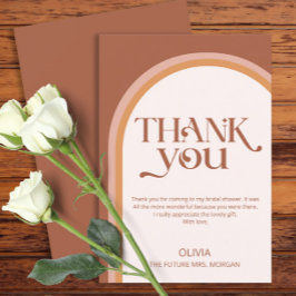 Moderne Terracotta Boog Bruidsfeest Bedankt Kaart