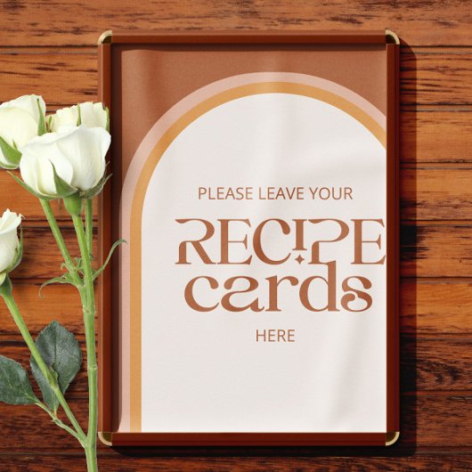 Moderne terracotta boog laat je receptkaart hier a poster