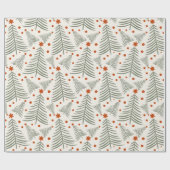 Moderne Terracotta Boom en Ster Kerstmis Cadeaupapier (Vlak)