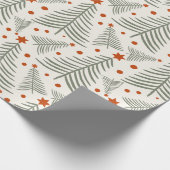 Moderne Terracotta Boom en Ster Kerstmis Cadeaupapier (Hoek)