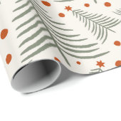 Moderne Terracotta Boom en Ster Kerstmis Cadeaupapier (Rol Hoek)