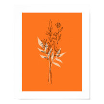 Moderne Terracotta Botanische Lijnkunstposter