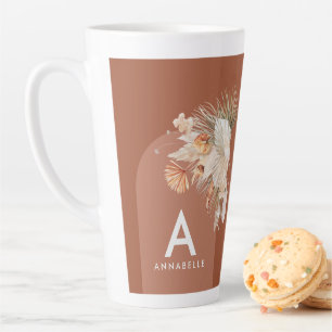 Moderne terracotta botanische palmpampas grasmat latte mok