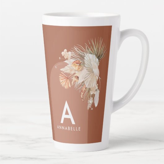 Moderne terracotta botanische palmpampas grasmat latte mok (Rechts)