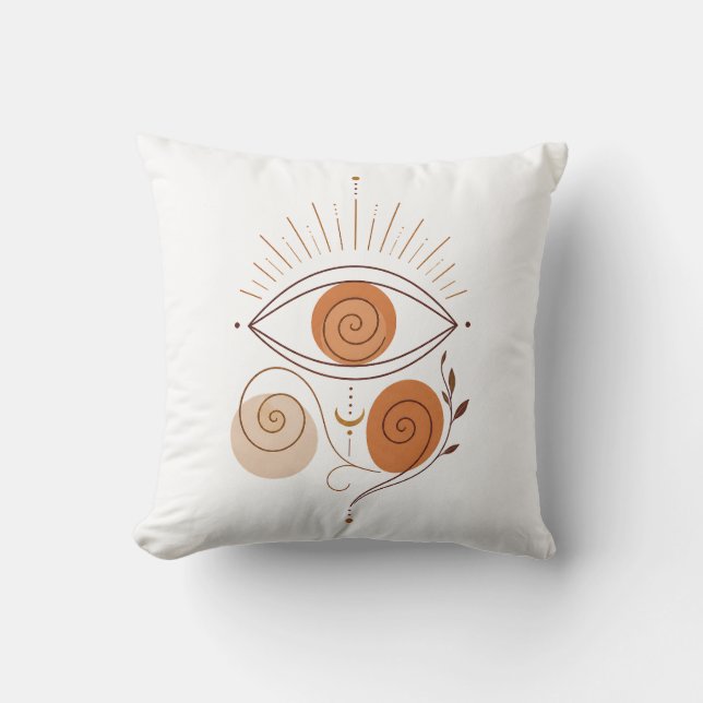 Moderne Terracotta Boze Oog Lijn Kunst Kussen (Voorkant)