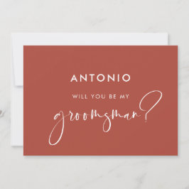 Moderne terracotta bruidsjonker uitnodigingskaart kaart