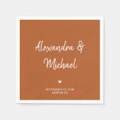 Moderne terracotta bruiloft met eenvoudig script servet (Voorkant)