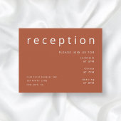 Moderne Terracotta bruiloft receptie Informatiekaartje