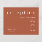 Moderne Terracotta bruiloft receptie Informatiekaartje (Voorkant)