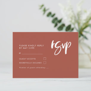 Moderne Terracotta bruiloft RSVP Kaartje
