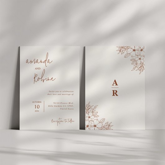 Moderne terracotta bruiloft uitnodiging