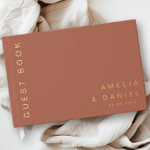 Moderne terracotta bruine bruiloft namen datum fol gastenboek