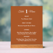 Moderne Terracotta Brunt Sinaasappel Fall bruiloft Acryl Bord (Neutraal)