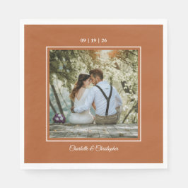 Moderne Terracotta Brunt Sinaasappel Fall bruiloft Servet