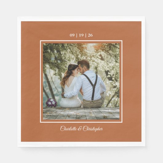 Moderne Terracotta Brunt Sinaasappel Fall bruiloft Servet (Voorkant)