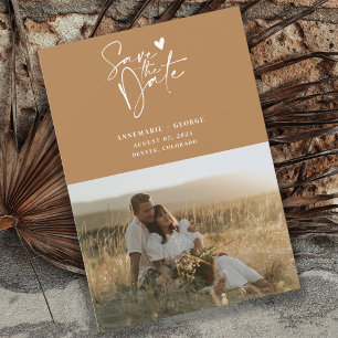 Moderne Terracotta Calligrafie Schrift Foto Save The Date