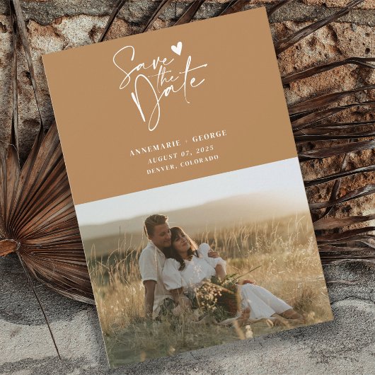 Moderne Terracotta Calligrafie Schrift Foto Save The Date