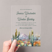 Moderne Terracotta Desert Cactus Acryl Uitnodiging (Insitu (Draagbaar))