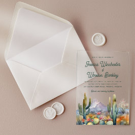 Moderne Terracotta Desert Cactus Acryl Uitnodiging