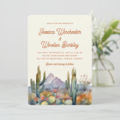 Moderne Terracotta Desert Cactus Huwelijksuitnodig Kaart (Staand voorkant)