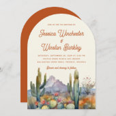 Moderne Terracotta Desert Cactus Landschap Trouwen Kaart (Voorkant / Achterkant)