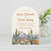 Moderne Terracotta Desert Cactus Landschap Trouwen Kaart (Staand voorkant)