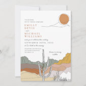 Moderne Terracotta Desert Line Art Wedding Kaart (Voorkant)
