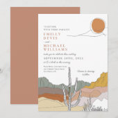 Moderne Terracotta Desert Line Art Wedding Kaart (Voorkant / Achterkant)