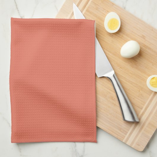 Moderne Terracotta Effen Kleur Theedoek (Quarter Fold)
