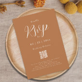 Moderne Terracotta Elegant Script Wedding RSVP Kaartje