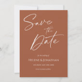 Moderne terracotta Elegante minimalistische bruilo Save The Date (Voorkant)
