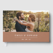 Moderne terracotta en bruine trouwfoto gastenboek (Voorkant)