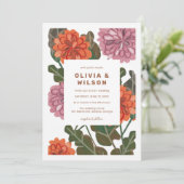Moderne terracotta en roze bruiloft kaart (Staand voorkant)