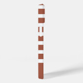 Moderne terracotta en witte streep met monogram Case-Mate iPhone case (Achterkant / Rechts)