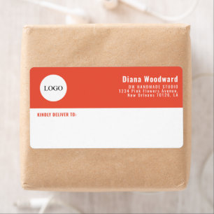 Moderne terracotta en witte zakelijke verzending etiket