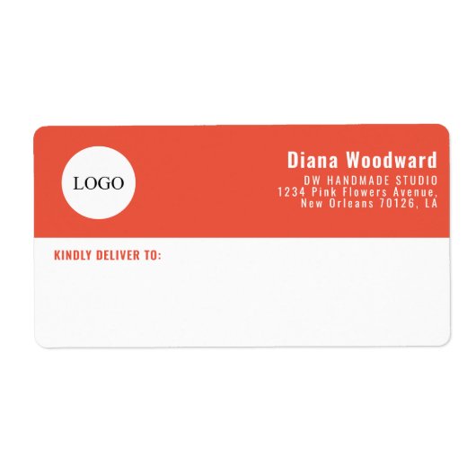 Moderne terracotta en witte zakelijke verzending etiket (Voorkant)