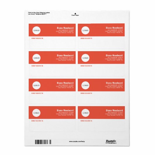Moderne terracotta en witte zakelijke verzending etiket (Full Sheet)