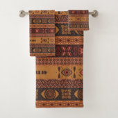 Moderne Terracotta Etnische Tribal Sierpatroon Bad Handdoek (Insitu)