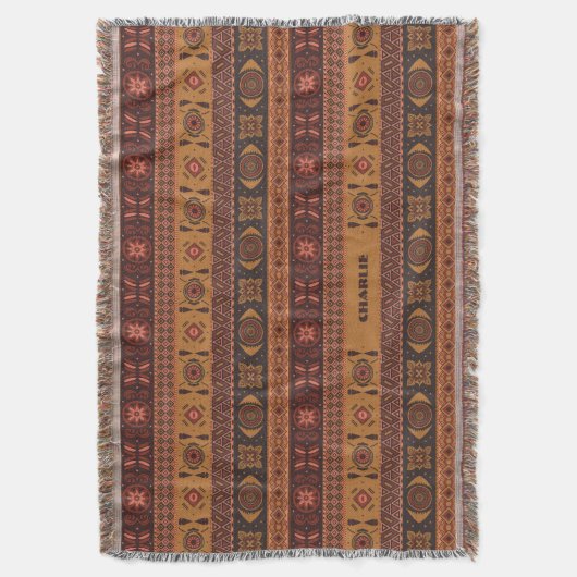 Moderne Terracotta Etnische Tribal Sierpatroon Deken (Voorkant Verticaal)