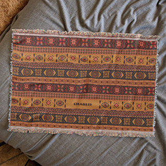Moderne Terracotta Etnische Tribal Sierpatroon Deken